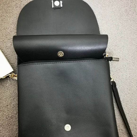 NWT Miztique Crossbody Bag designer collection black and gold multi compartment - Picture 11 of 13